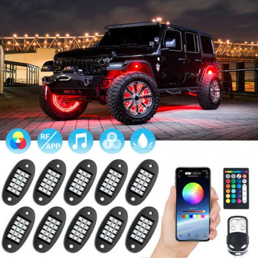 Kit de Lumières Rock RGB 10 Modules – Contrôle App et Télécommande - Accessoires d'Automobile